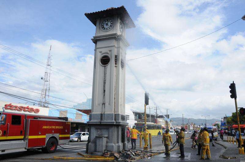 Fire at HWT clock tower Jamaica Observer