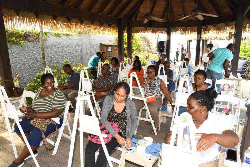 Jamaican travel advisors 'sip and paint' as they experience Sandals