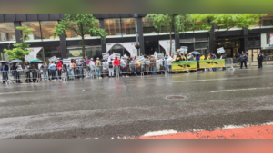 Protest persists despite rain at Jamaican consulate in Manhattan