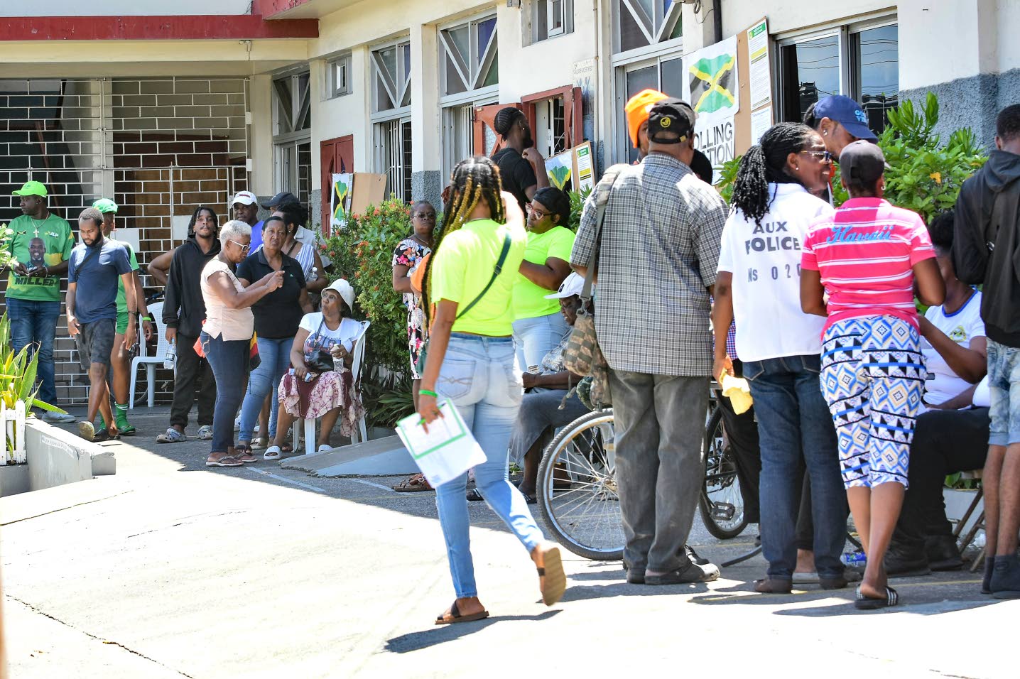 Jamaicans wait to cast their votes at Southborough Primary in Portmore on election day.Photo: Aston Spaulding