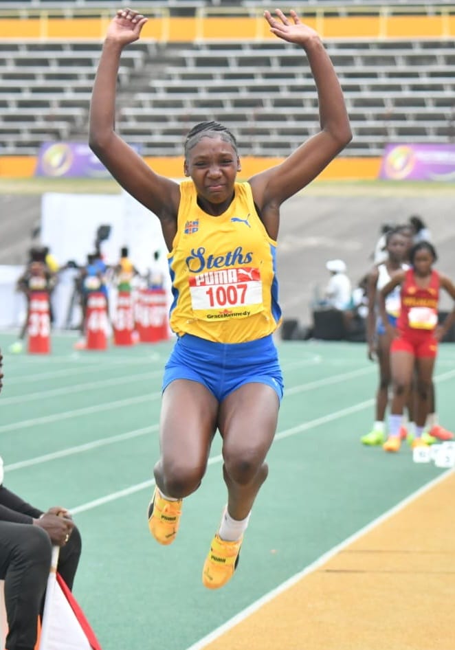 St Elizabeth Technical’s Anastacia Richards won the girls Class 4 long jump of the ISSA/GraceKennedy Boys’ and Girls’ Athletics Championships on Thursday after holding off Immaculate Conception’s Sukhuri-Shay Smith in the final round.