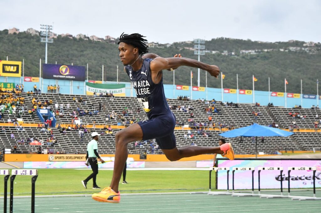 Jamaica College’s Michael-Andre Edwards ended his ISSA/GraceKennedy Boys and Girls Athletic Championships career in style with a big personal best of 16.25m (-0.6m/s) to win the Boys Class 1 triple jump at the national stadium.