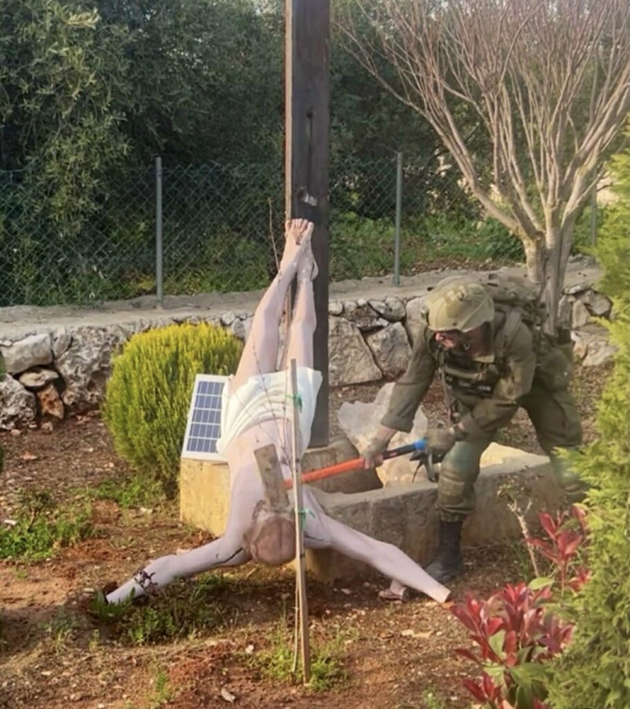 Israel army probes image of soldier hitting Jesus statue in Lebanon