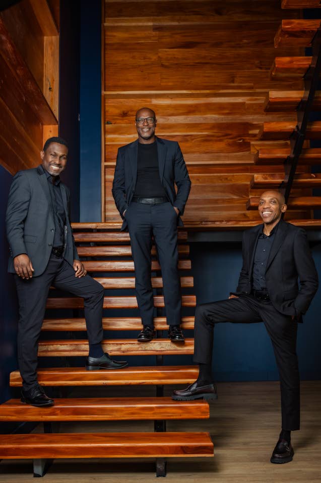 Sygnus Group founders (from left) Dr Ike Johnson, executive vice-president and chief operating officer; Berisford Grey, chief executive officer of Sygnus Capital; and Jason Morris, executive vice-president and chief investment officer, at the company’s office in Kingston. The alternative investment firm is marking 10 years of operations this year..
