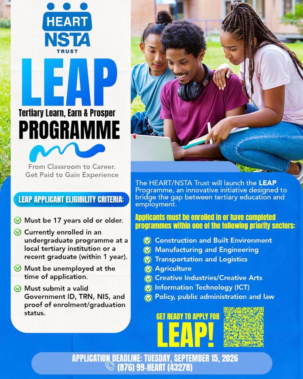 Morgan urges youth to apply for LEAP before Sept 15 deadline
