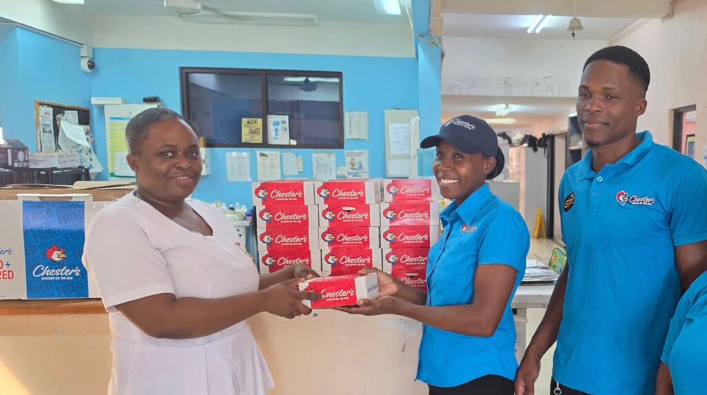 Frontline workers get crunchy treat from Chester’s Jamaica on Heroes’ Day